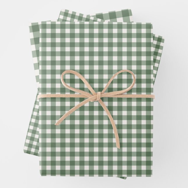 Salbeigrün kariert Weihnachten Geschenkpapier Set (Beispiel)
