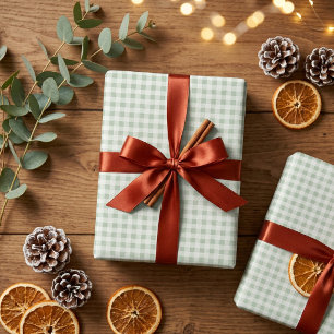 Salbeigrün kariert Weihnachtspapier Geschenkpapier