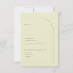 Salbeigrün & Leinen Bogen Minimalistische Mahlzeit RSVP Karte