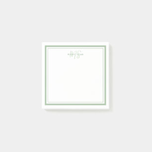 Salbeigrün Minimalistisch Einfaches Monogramm Zwei Post-it Klebezettel
