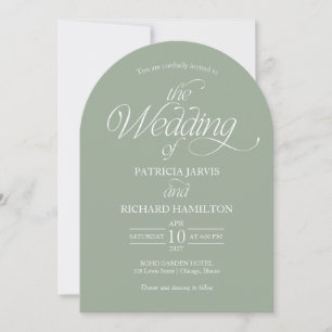 Salbeigrün Minimalistischer Bogen Hochzeit Elegant Einladung