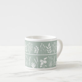 Salbeigrün Minimalistischer Botanischer Silhouette Espressotasse