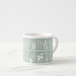 Salbeigrün Minimalistischer Botanischer Silhouette Espressotasse