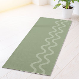 Salbeigrün Moderne Minimale Wellenlinien Und Initi Yogamatte