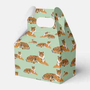 Salbeigrün Orange Dschungel Tiger Tier Muster Geschenkschachtel