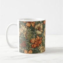 Salbeigrün + Orange Vintage Retro Floral