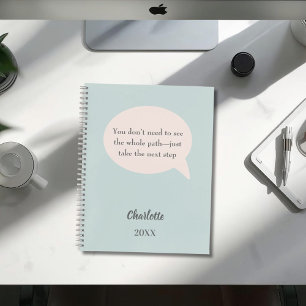 Salbeigrün rosafarben inspirierender Ziel-Zitat Notizbuch