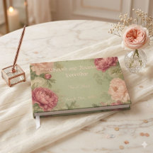 Salbeigrün, Rose und Spitze Hochzeitsgästebuch