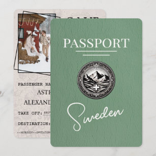 Salbeigrün Schweden Reisepass Save The Date
