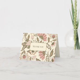 Salbeigrün Staubrosa Vintage-Blumenmuster Dankeskarte