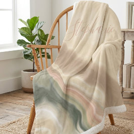 Salbeigrün und Beige Abstrakte Wasserfarbe Name Sherpadecke