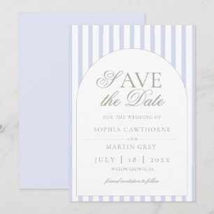 Salbeigrün und blau gestreift elegant klassisch  save the date