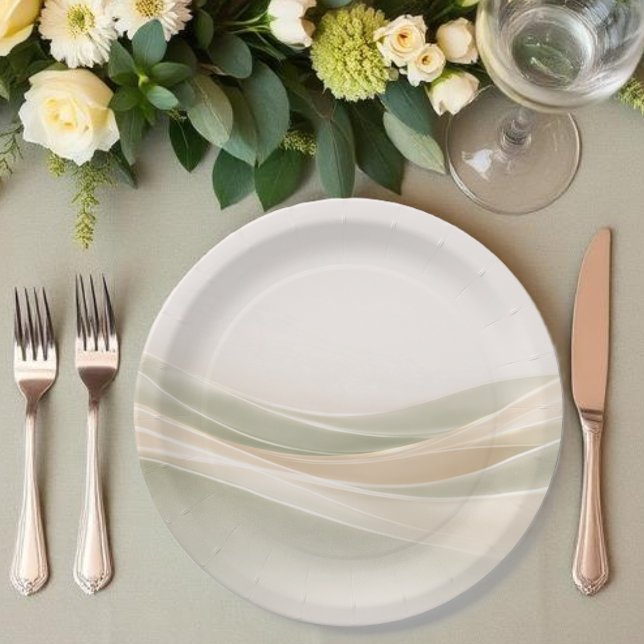 Salbeigrün und Elfenbein Pappteller (Sage Green and Ivory Paper Plates )
