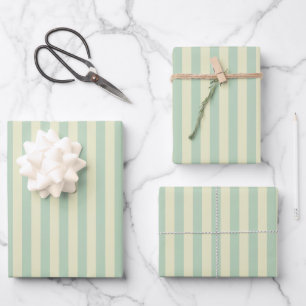 Salbeigrün und gelbe Streifen Geschenkpapier Set