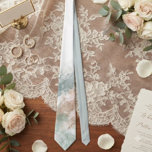 Salbeigrün und Staubrose Wasserfarbe Krawatte (This elegant marbled tie is for your groom to wear on your wedding day.)