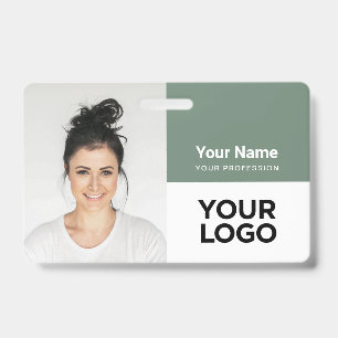 Salbeigrün Unternehmensmitarbeiter Foto Logo Name Ausweis