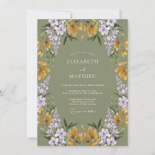 Salbeigrün verzauberte botanische Hochzeit Einladung
