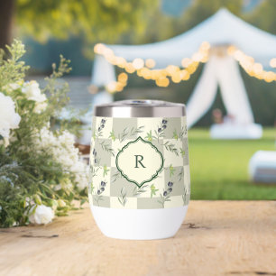 Salbeigrün Wasserfarbe Chic Oliven Muster Monogram
