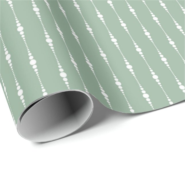 Salbeigrün Wasserfarbenmuster Geschenkpapier (Rolleneckpunkt)