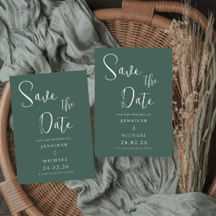 Salbeigrün Weiße Einfache Moderne Hochzeit Save The Date