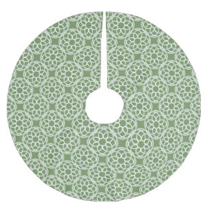 Salbeigrün-weiße geometrische nahtlose Muster Polyester Weihnachtsbaumdecke