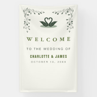 Salbeigrün Whimsical Toile Schwan Hochzeitskulisse Banner