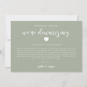 Salbeigrün Wir verkleinern Hochzeitsupdate Ankündigung