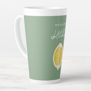 Salbeigrün & Zitronen Schriftzug Kochname Milchtasse