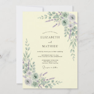 Salbeigrüne Anmutige Wiesenhochzeit Einladung