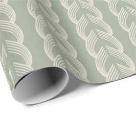 Salbeigrüne Art Deco Bogen Luxus-Muster Geschenkpapier