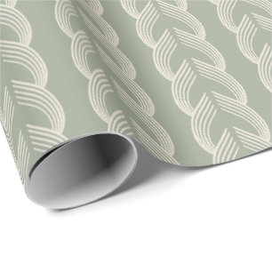 Salbeigrüne Art Deco Bogen Luxus-Muster Geschenkpapier