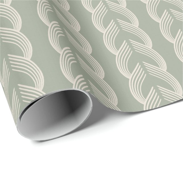 Salbeigrüne Art Deco Bogen Luxus-Muster Geschenkpapier (Rolleneckpunkt)