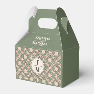 Salbeigrüne Art Deco Hochzeitsgunstbox Geschenkschachtel