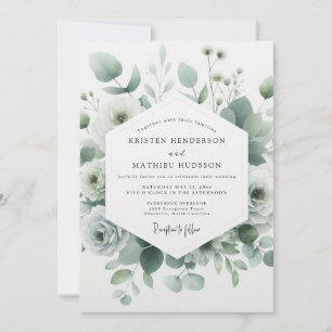 Salbeigrüne Ätherische Botanische Hochzeit Einladung