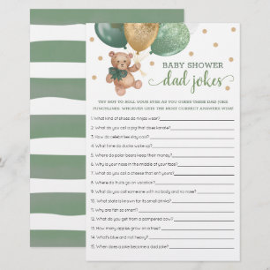 Salbeigrüne Babyparty Dad-Jokes-Spiel Teddybär