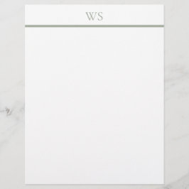 Salbeigrüne Balkenmonogramm-Briefkopfstationery Briefbogen