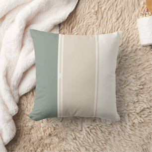 Salbeigrüne Beige Pastellstreifen Kissen