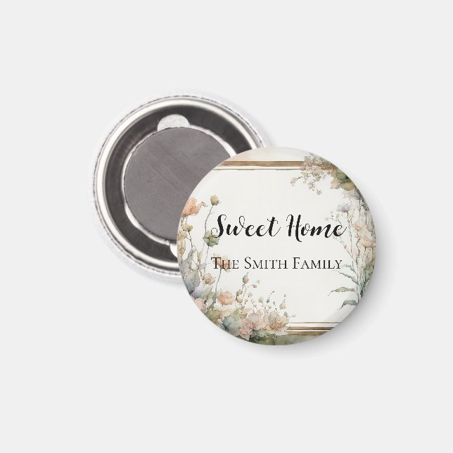 Salbeigrüne Blume - Text personalisiert Magnet (Vorderseite/Rückseite)
