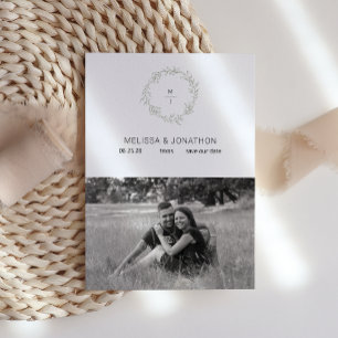 Salbeigrüne Blumen Boho Braut Save The Date