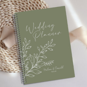 Salbeigrüne Blumen Boho-Hochzeit Planer