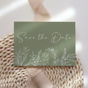 Salbeigrüne Blumen Boho Save The Date