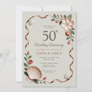 Salbeigrüne Blumen Hochzeit Jubiläum Einladung