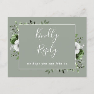 Salbeigrüne Blumen-Song-Anfrage RSVP-Postkarte Einladungspostkarte