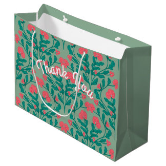 Salbeigrüne Blumen-Zweig-Geschenktasche Große Geschenktüte