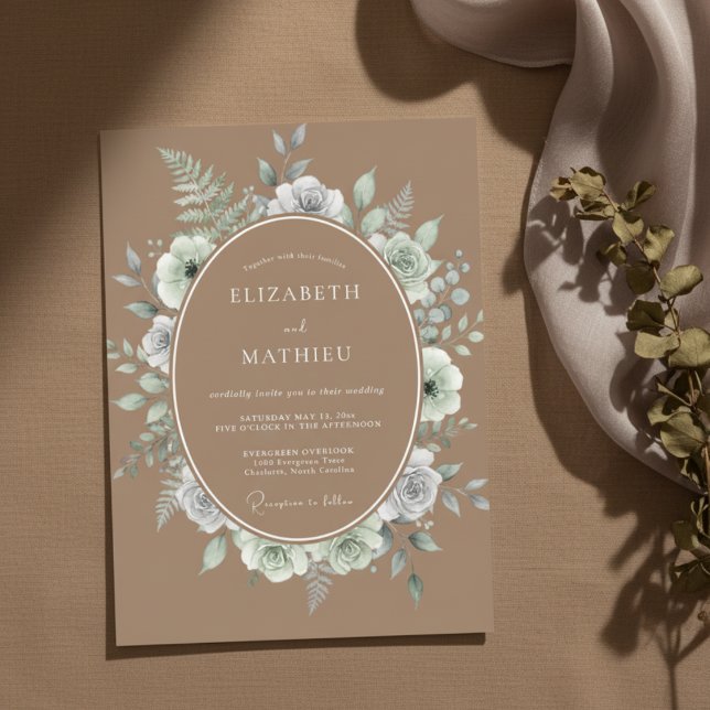 Salbeigrüne Blütenhochzeit Einladung (Von Creator hochgeladen)