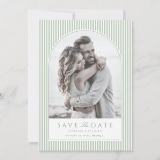 Salbeigrüne Bogen-Foto-Save-the-Date-Einladung Save The Date
