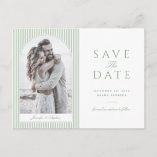 Salbeigrüne Bogen-Foto-Save-the-Date-Postkarte Postkarte