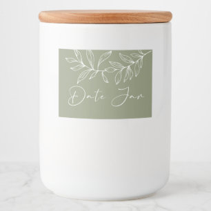 Salbeigrüne Boho-Blumen Date Night Glas Lebensmitteletikett