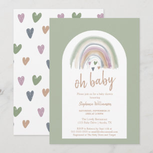 Salbeigrüne Boho-Bogen-Baby-Party-Einladung Einladung