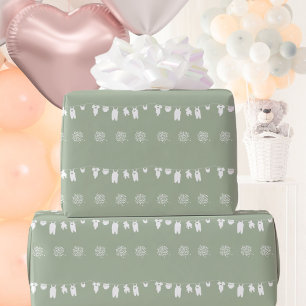 Salbeigrüne Boho-Minimalist-Baby-Party Geschenkpapier